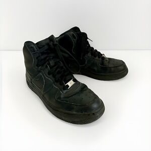Nike Air Force 1 Sz 5.5 Youth Black High Rise Sneakers Shoes